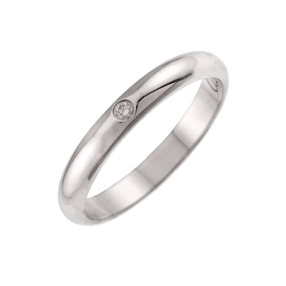 Cartier 1895 Classic #46 Ring with 1 Diamond, Platinum, 2.5mm Wide.